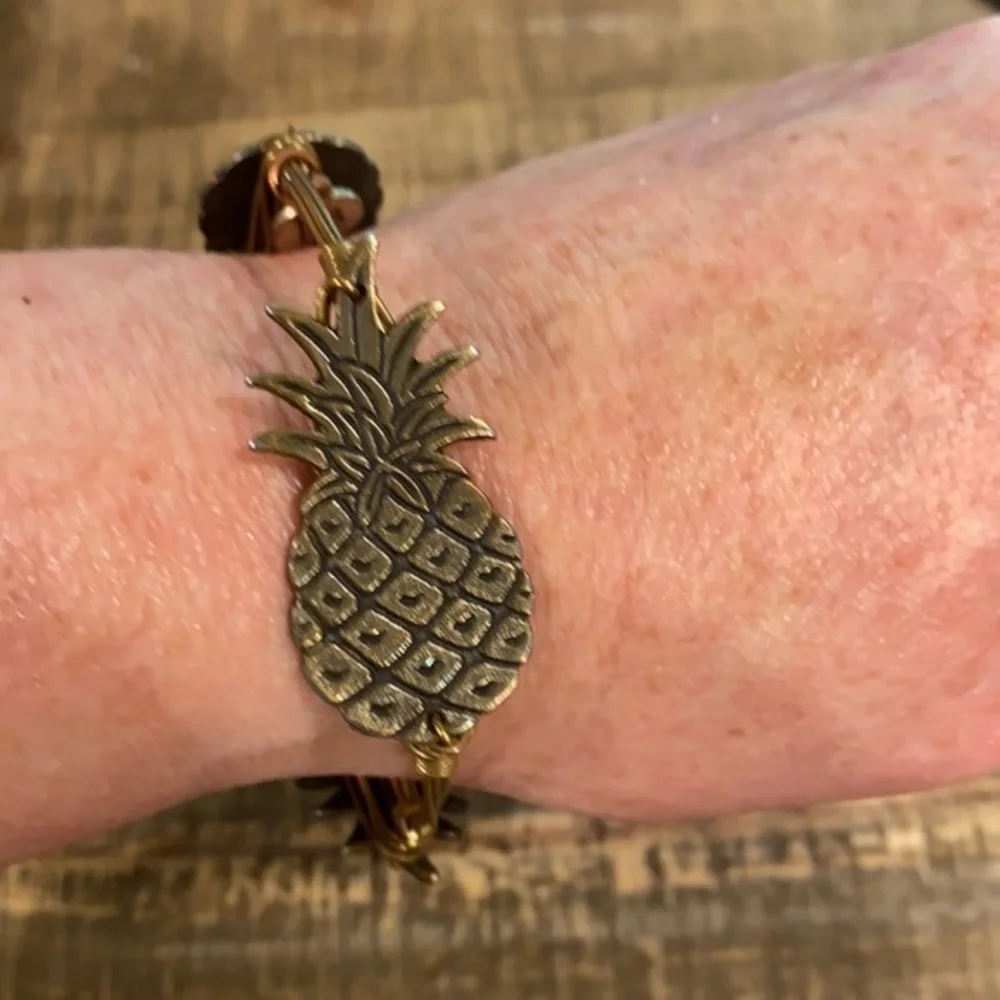 Bourbon & Bow Ties Pineapple Wire Bangle Bracelet